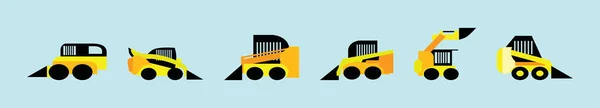 迷你装载机平面风格 商用车辆特殊设备 在蓝色背景上孤立的向量图 — 图库矢量图片