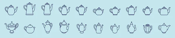 Conjunto Bonito Chá Pote Coleção Desenho Animado Ícone Modelo Design —  Vetores de Stock
