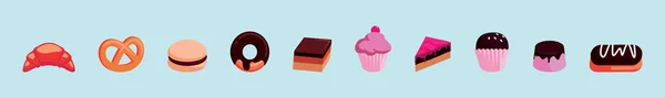 Набор Популярные Десерты Торт Брауни Иконок Дизайн Шаблон Различными Моделями — стоковый вектор