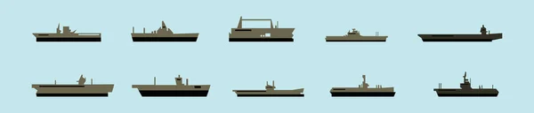 Zestaw Szablonu Ikony Kreskówki Trawlera Różnymi Modelami Ilustracja Wektor Izolowane — Wektor stockowy
