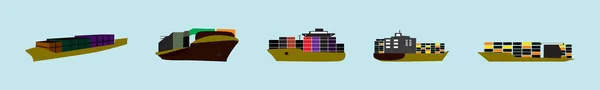 Set Trawler Cartoon Icon Design Template Various Models Vector Illustration — Stock Vector