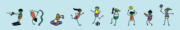 Набір Щасливих Дітей Які Грають Займаються Спортом Заради Здоров Здоров — стоковий вектор