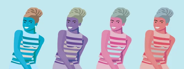 Set Von Schönen Jungen Frauen Cartoon Ikone Design Vorlage Mit — Stockvektor