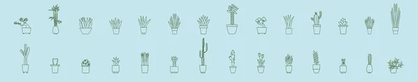 Conjunto Planta Yuca Plantilla Diseño Icono Dibujos Animados Con Varios — Vector de stock