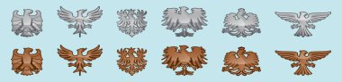 Kartal logosu modern karikatür tasarım şablonu ve çeşitli modeller. Mavi arkaplanda izole edilmiş vektör illüstrasyonu