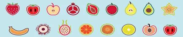 Ensemble Fruits Tranchés Dessin Animé Icône Modèle Conception Avec Divers — Image vectorielle