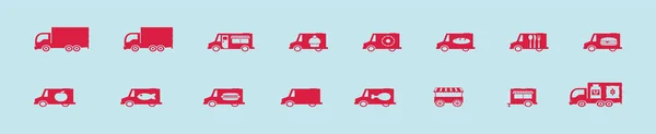 Set Van Voedsel Truck Cartoon Pictogram Ontwerp Template Met Verschillende — Stockvector