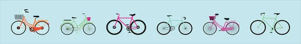 Conjunto Plantilla Diseño Icono Bicicleta Dibujos Animados Con Varios Modelos — Vector de stock