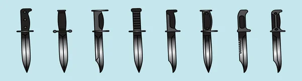 Bayonet Kések Különböző Amerikai Puskák Rajzfilm Ikon Katonai Vektor Illusztráció — Stock Vector