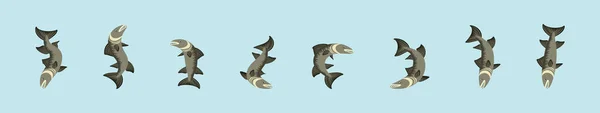 Набір Шаблонів Дизайну Іконок Риби Барракуди Різними Моделями Векторна Ілюстрація — стоковий вектор