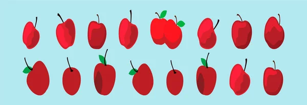Ensemble Modèle Dessin Animé Pomme Rouge Icône Conception Avec Divers — Image vectorielle