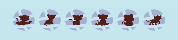 Set Von Baby Tiger Cartoon Icon Design Vorlage Mit Verschiedenen — Stockvektor