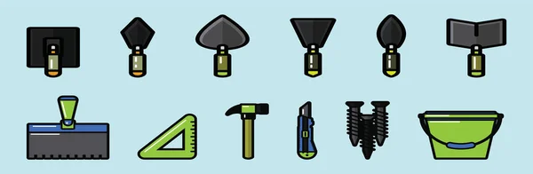 Conjunto Herramientas Construcción Reparación Dibujos Animados Plantilla Diseño Icono Con — Vector de stock