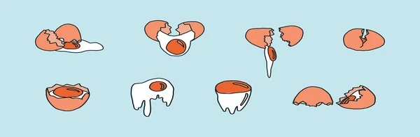 Set Cracked Eggs Cartoon Icon Design Template Various Models Vector — Stock Vector
