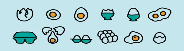 Conjunto Ovos Rachados Desenho Animado Ícone Modelo Com Vários Modelos — Vetor de Stock