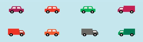 Ένα Σύνολο Βιομηχανικών Φορτηγών Αυτοκινήτων Pick Και Περισσότερα Εικονίδιο Κινουμένων — Διανυσματικό Αρχείο