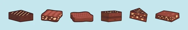 Sada Čokoládové Brownies Kreslené Ikony Design Šablony Různými Modely Vektorové — Stockový vektor