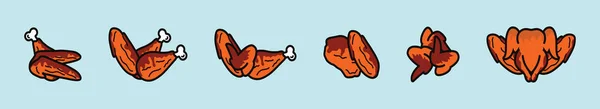 Set Chicken Wings Modern Cartoon Icon Design Template Various Models — Stock Vector
