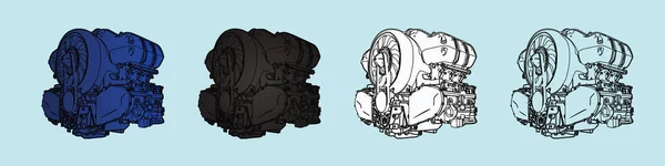 Набор Шаблонов Дизайна Иконки Автомобиля Различными Моделями Векторная Иллюстрация Синем — стоковый вектор