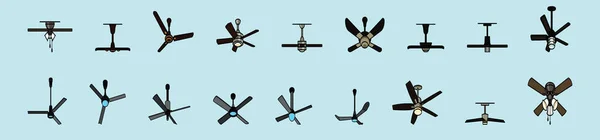 Set Ceiling Fan Cartoon Icon Design Element Various Models Isolated — Stock Vector