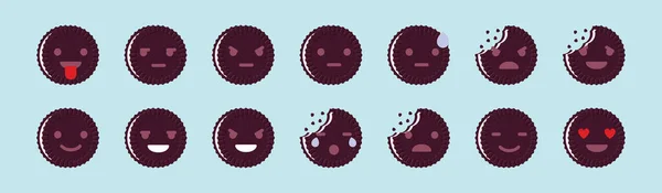 Satz Von Cookies Emoticons Moderne Cartoon Design Vorlage Mit Verschiedenen — Stockvektor