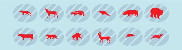 Σύνολο Εικονίδιο Άγριων Ζώων Σύγχρονο Πρότυπο Σχεδίασης Κινουμένων Σχεδίων Διάφορα — Διανυσματικό Αρχείο