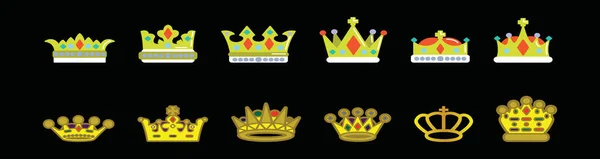 Set Crown Modern Cartoon Icon Design Template Various Models Vector — Stock Vector