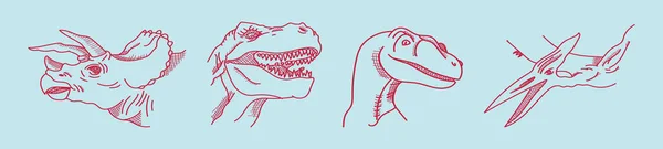 Conjunto Dinosaurios Plantilla Diseño Icono Dibujos Animados Moderno Con Varios — Archivo Imágenes Vectoriales
