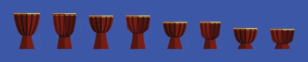 Set Van Djembe Drum Oorspronkelijk Uit West Afrika Modern Cartoon — Stockvector