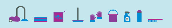 набор инструментов для чистки. Современный дизайн мультфильмов искушают различными моделями. векторная иллюстрация на синем фоне