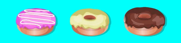 Set Donuts Modern Cartoon Icon Design Template Various Models Vector — Stock Vector