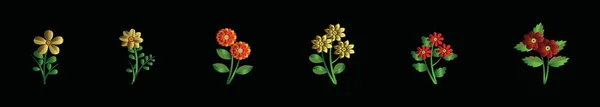 Σετ Λουλουδιών Εικονίδιο Κινουμένων Σχεδίων Πρότυπο Σχεδιασμού Διάφορα Μοντέλα Σύγχρονη — Διανυσματικό Αρχείο
