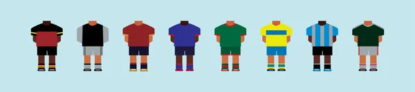 Voetbalset Voetbalshirt Modern Cartoon Pictogram Ontwerp Template Met Verschillende Modellen — Stockvector