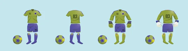 Conjunto Kit Fútbol Camiseta Fútbol Plantilla Diseño Icono Dibujos Animados — Archivo Imágenes Vectoriales