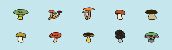 Ensemble Champignons Modèle Conception Icône Dessin Animé Moderne Avec Divers — Image vectorielle