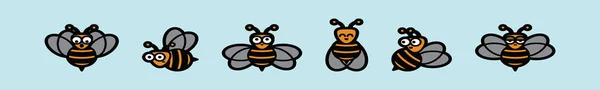 Eine Sammlung Von Bienencharakter Cartoon Design Vorlagen Mit Verschiedenen Modellen — Stockvektor