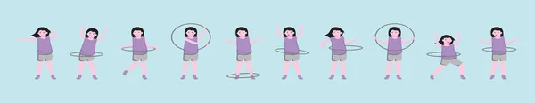 Ilustración Una Mujer Ejercicio Con Hula Hoop Plantilla Diseño Icono — Archivo Imágenes Vectoriales