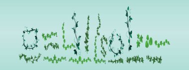 Sarmaşık duvarlı bitkiler. Çeşitli modellerle karikatür ikonu tasarım şablonu. modern vektör illüstrasyonu mavi arkaplanda izole edildi