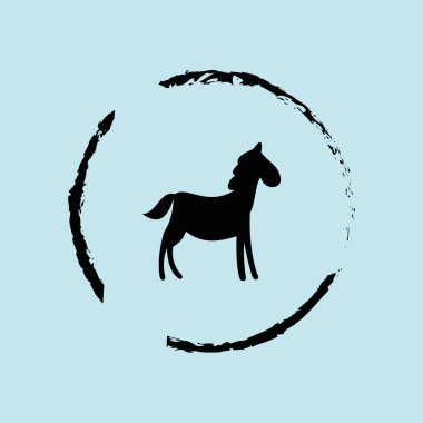 Eşek logosu. Çeşitli modellerle karikatür ikonu tasarım şablonu. modern vektör illüstrasyonu mavi arkaplanda izole edildi