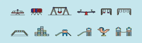 Комплект Детской Игровой Площадки Различных Моделях Современная Мультипликационная Векторная Иллюстрация — стоковый вектор
