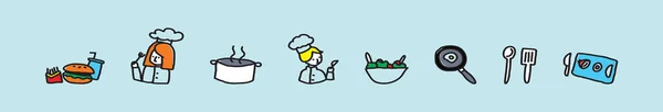 Set Van Koken Cartoon Pictogram Ontwerp Template Met Verschillende Modellen — Stockvector