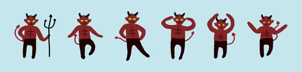 Ensemble Diable Modèle Conception Icône Dessin Animé Avec Divers Modèles — Image vectorielle