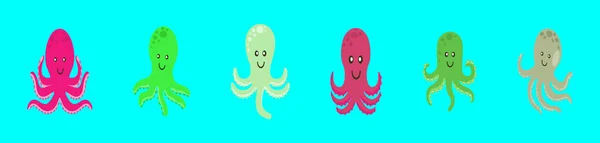 Octopus Stripfiguur Cartoon Pictogram Ontwerp Template Met Verschillende Modellen Moderne — Stockvector