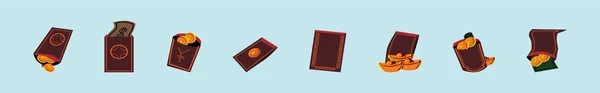 度假用的钱包 卡通人物设计模板与各种型号 蓝色背景上孤立的现代矢量图解 — 图库矢量图片