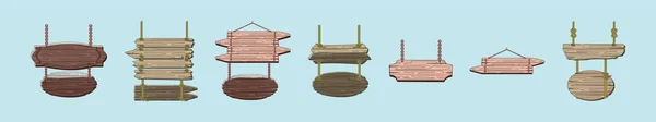 Набор Деревянной Доски Шаблон Иконки Мультика Различными Моделями Современная Векторная — стоковый вектор
