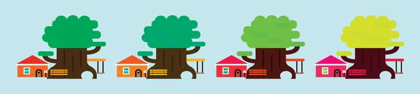 Set Tree House Cartoon Icon Design Template Various Models Modern — Stock Vector