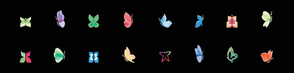 Набор Шаблонов Иконок Бабочки Различными Моделями Современная Векторная Иллюстрация Черном — стоковый вектор