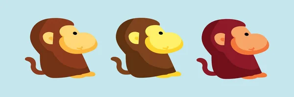 Set Cute Monkey Cartoon Icon Design Template Various Models Modern — Stock Vector