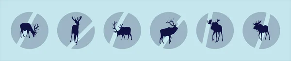 Set Deer Caribou Cartoon Icon Design Template Various Models Modern — Stock Vector