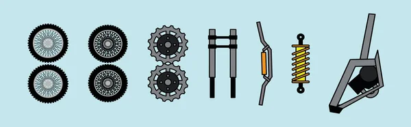 Conjunto Peças Motocicleta Com Rodas Desenho Animado Ícone Modelo Com — Vetor de Stock